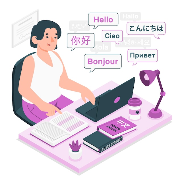 Ilustración del concepto de traductor