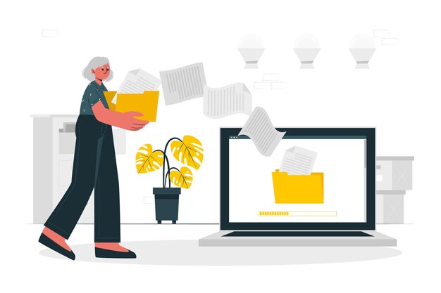 Ilustración de concepto de transferencia de archivos