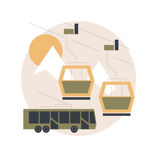 Ilustración del concepto de transporte por cable