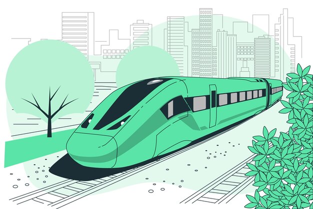 Ilustración del concepto de tren de alta velocidad