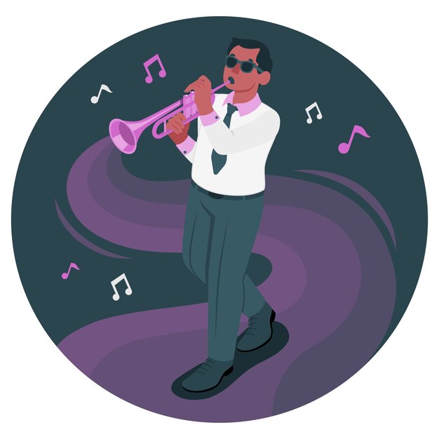 Ilustración del concepto de trompeta de jazz