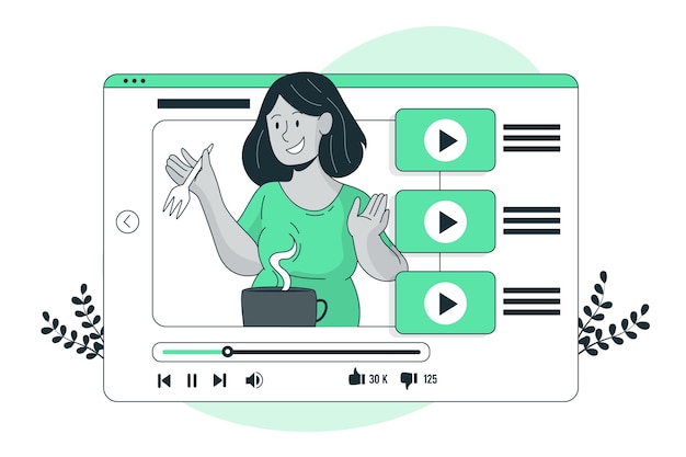 Vector gratuito ilustración del concepto de tutorial de youtube