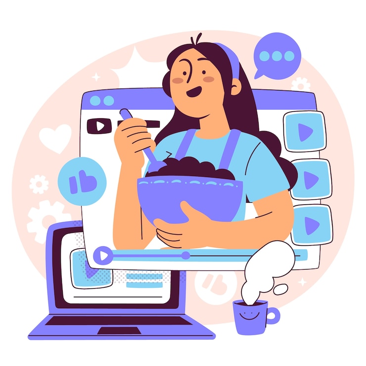 Vector gratuito ilustración del concepto del tutorial de youtube