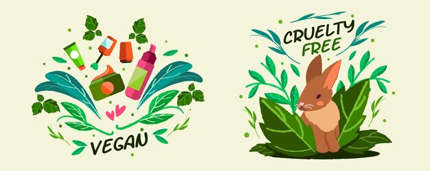 Ilustración de concepto vegano y libre de crueldad