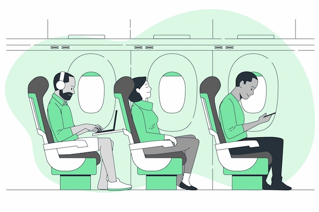 Ilustración del concepto de viaje en avión