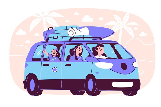Ilustración del concepto de viaje por carretera