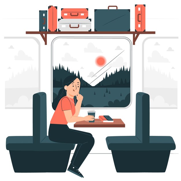 Ilustración del concepto de viaje en tren