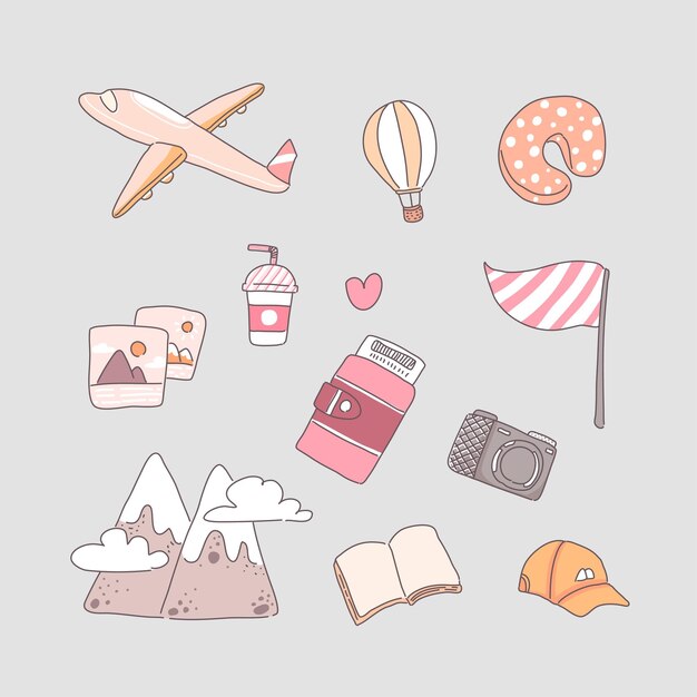 Ilustración de concepto de viaje de vector de dibujos animados en estilo plano
