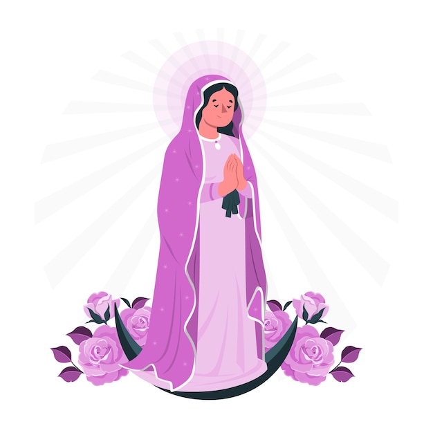 Vector gratuito ilustración del concepto de virgen de guadalupe