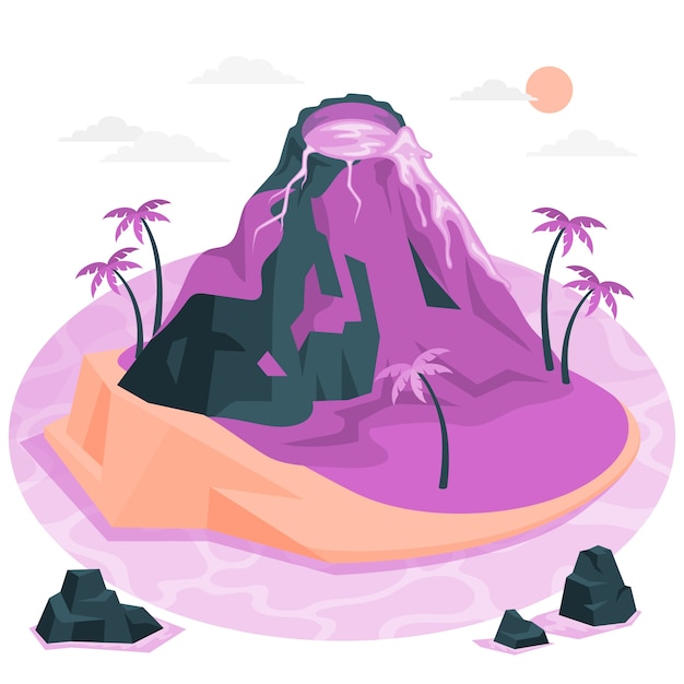 Vector gratuito ilustración del concepto de volcán