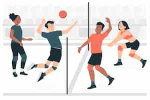 Vector gratuito ilustración del concepto de voleibol