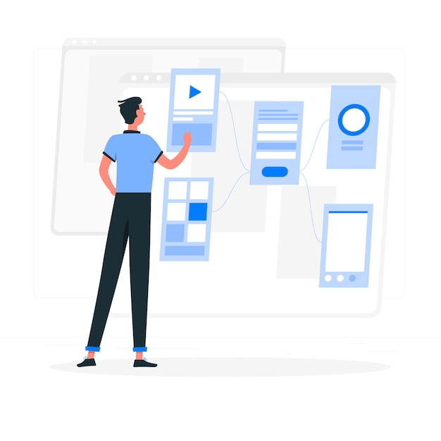 Ilustración del concepto de wireframing