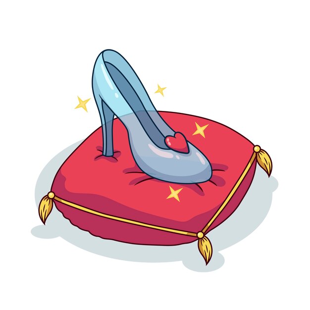 Ilustración con concepto de zapato de cristal de Cenicienta