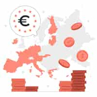 Vector gratuito ilustración del concepto de la zona del euro