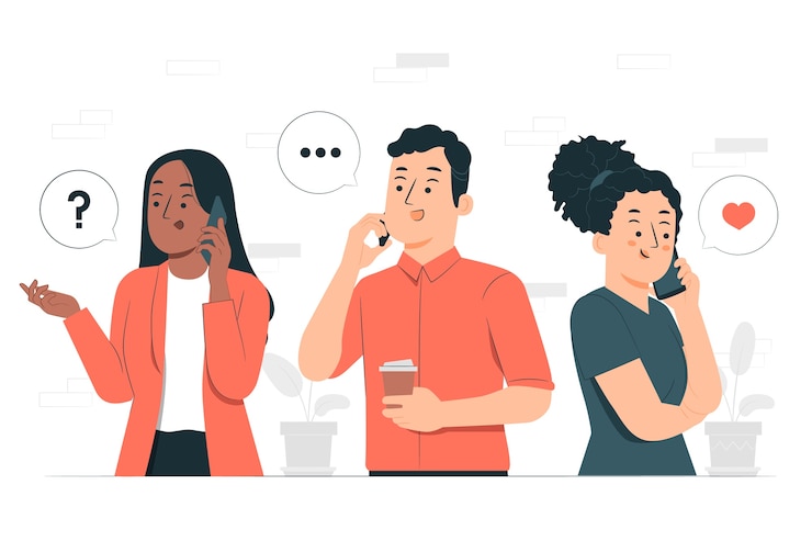 Vector gratuito ilustración conceptual de adultos hablando por teléfono móvil