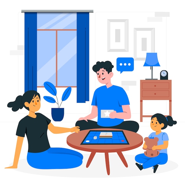 Vector gratuito ilustración conceptual de la familia jugando en el hogar