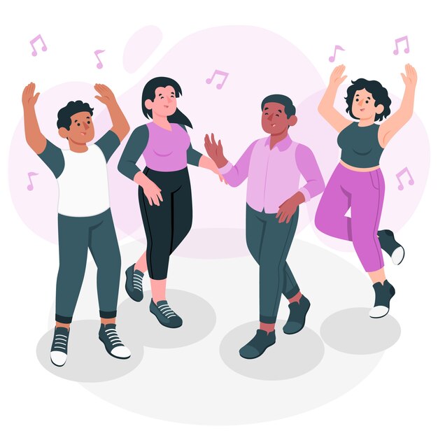 Ilustración conceptual de la gente bailando