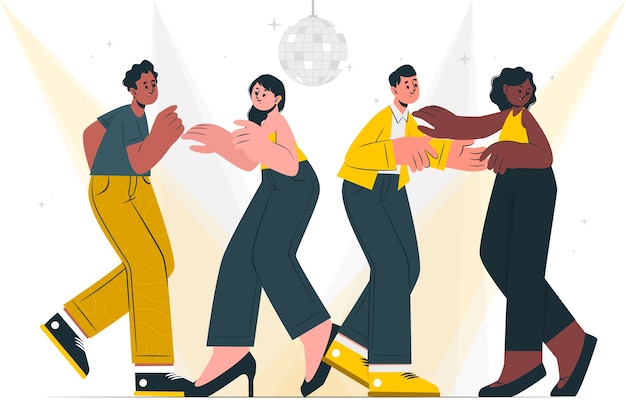 Ilustración conceptual de la gente bailando