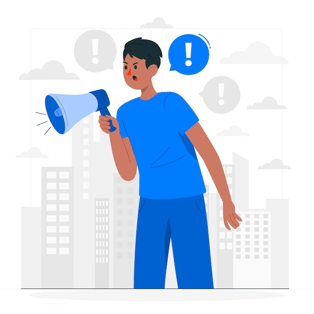 Vector gratuito ilustración conceptual del hombre con el megáfono gritando