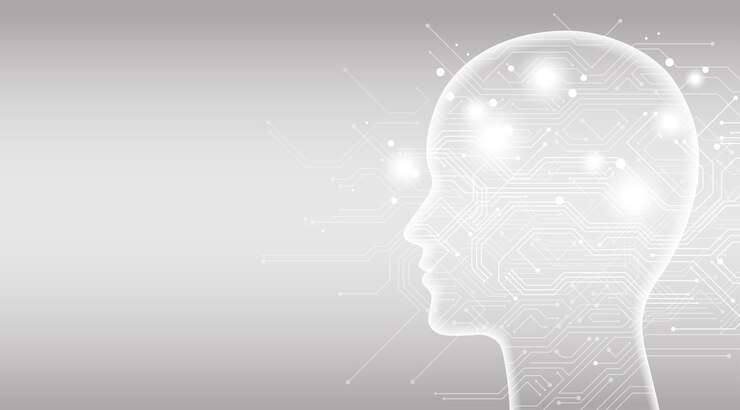 Vector gratuito ilustración conceptual de inteligencia artificial monocromática vectorial con espacio de texto