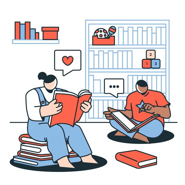 Ilustración conceptual de lectura para niños