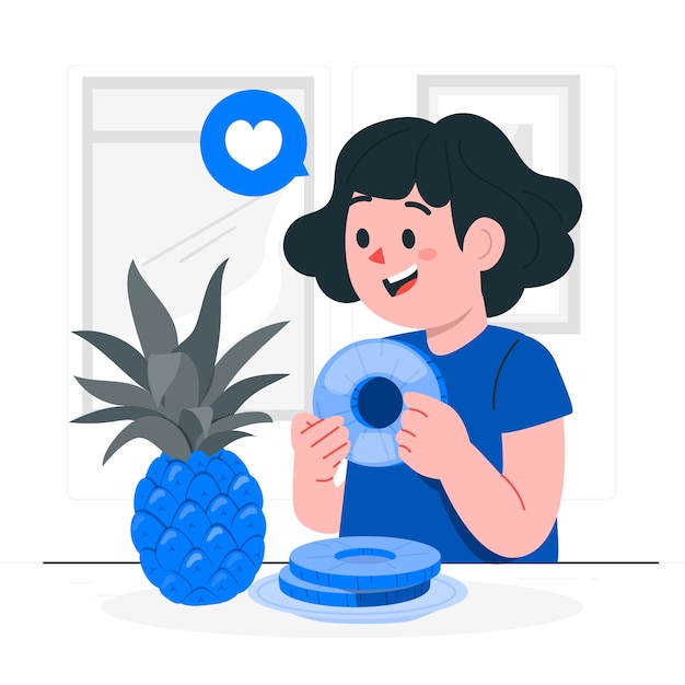 Vector gratuito ilustración conceptual de un niño comiendo piña