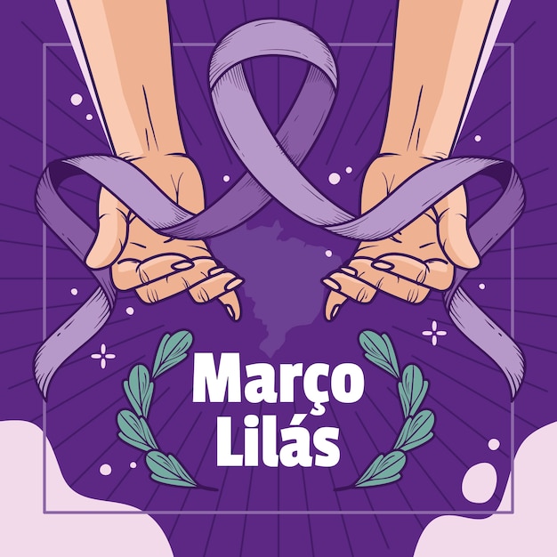 Vector gratuito ilustración para la conciencia brasileña de marco lilas