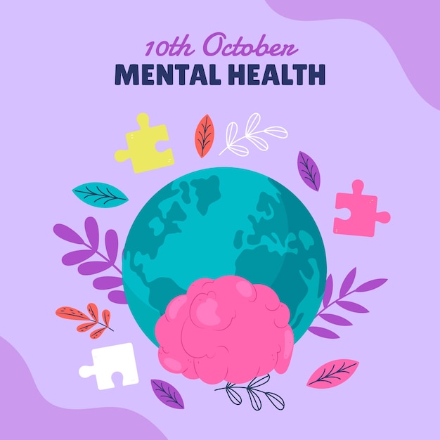 Vector gratuito ilustración para la concientización sobre el día mundial de la salud mental.