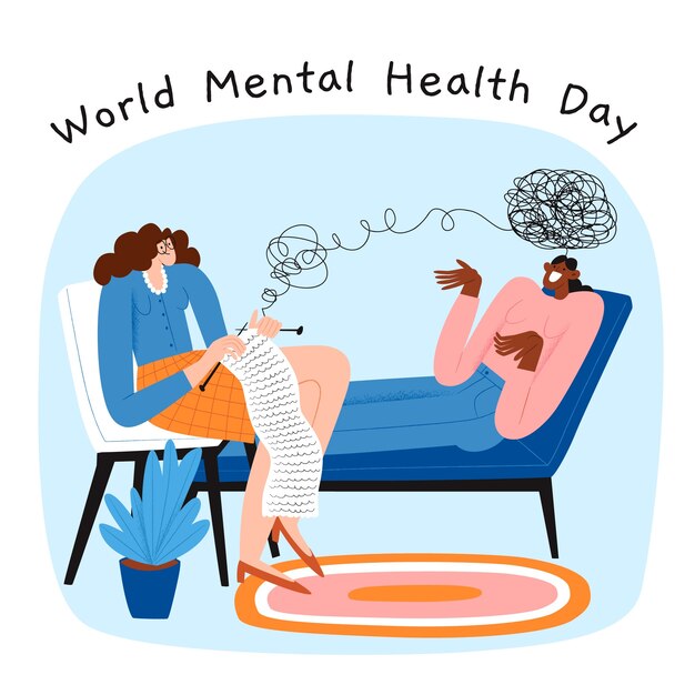 Ilustración para la concientización sobre el día mundial de la salud mental.