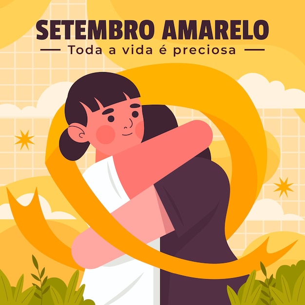 Vector gratuito ilustración para la concientización sobre el septiembre amarillo.