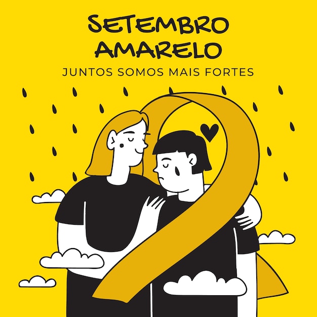 Vector gratuito ilustración para la concientización sobre el septiembre amarillo.