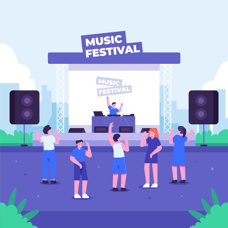 Vector gratuito ilustración de concierto al aire libre