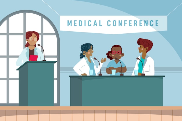 Vector gratuito ilustración de conferencia médica de dibujos animados