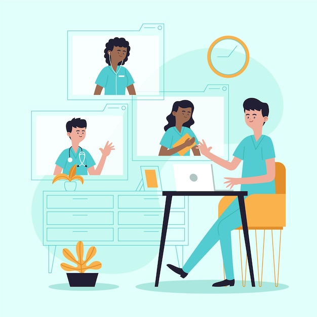 Ilustración de conferencia médica en línea plana orgánica