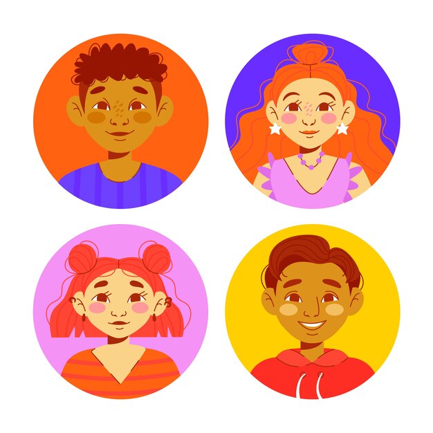 Ilustración de conjunto de avatar dibujado a mano