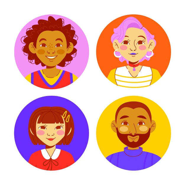 Ilustración de conjunto de avatar dibujado a mano