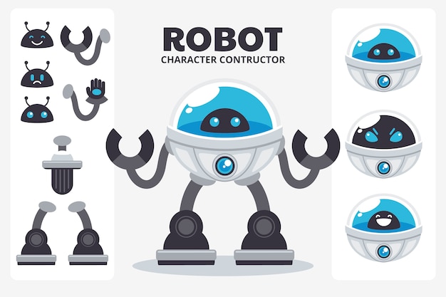 Vector gratuito ilustración de conjunto de constructor de personajes de robot