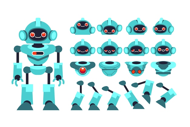 Vector gratuito ilustración de conjunto de constructor de personajes de robot