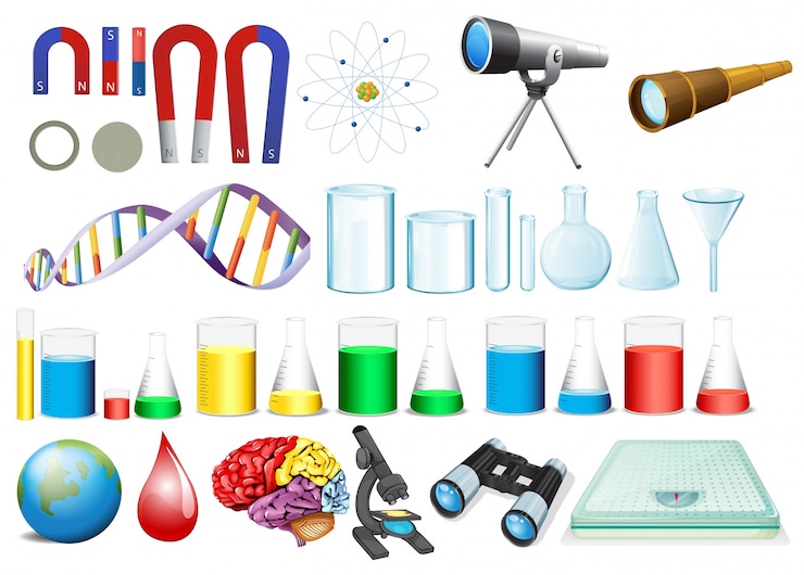 Vector gratuito ilustración de un conjunto de equipos de la ciencia