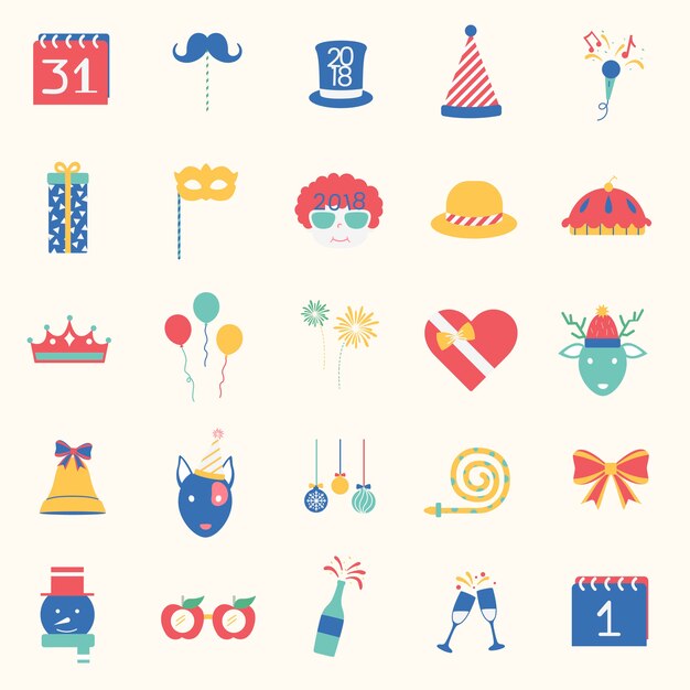 Ilustración de conjunto de iconos de fiesta de celebración