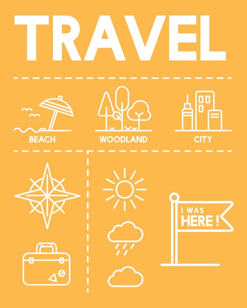 Ilustración de conjunto de iconos de viaje