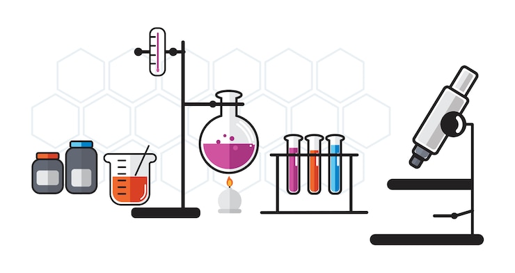 Vector gratuito ilustración de conjunto de instrumentos de laboratorio de química