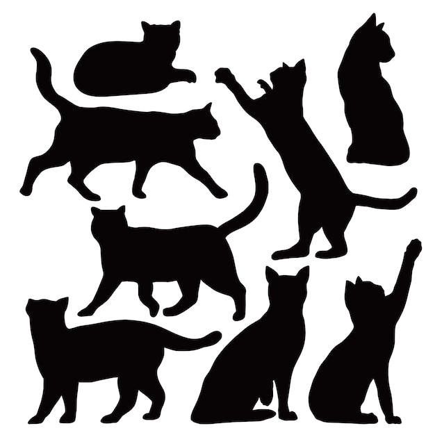 Ilustración de conjunto de silueta de animales dibujados a mano