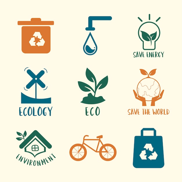 Ilustración de conjunto de símbolo de conservación ambiental