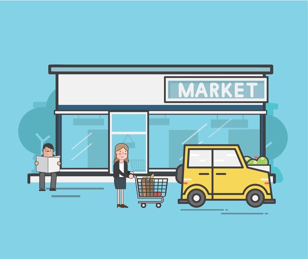 Ilustración conjunto de supermercado