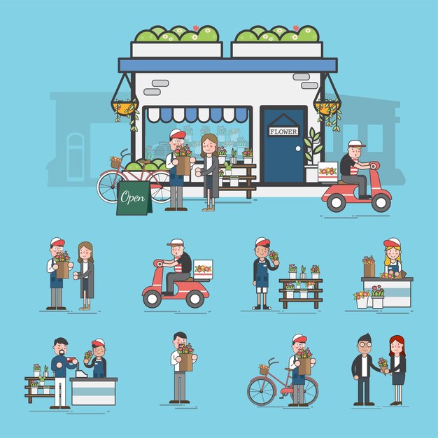 Ilustración conjunto de supermercado
