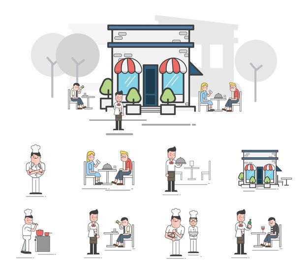 Ilustración del conjunto de vectores café café