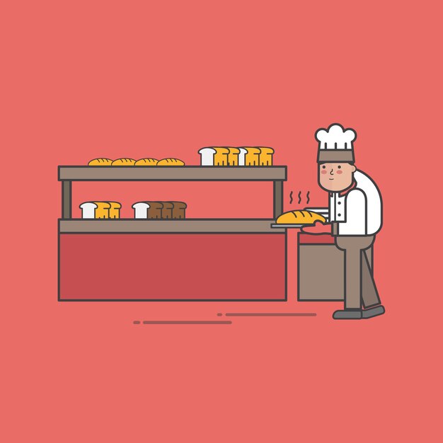 Ilustración de conjunto de vectores de tienda de panadería