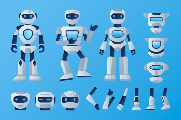 Ilustración de constructor de personajes de robot degradado