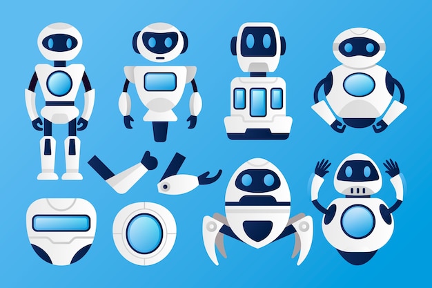 Ilustración de constructor de personajes de robot degradado
